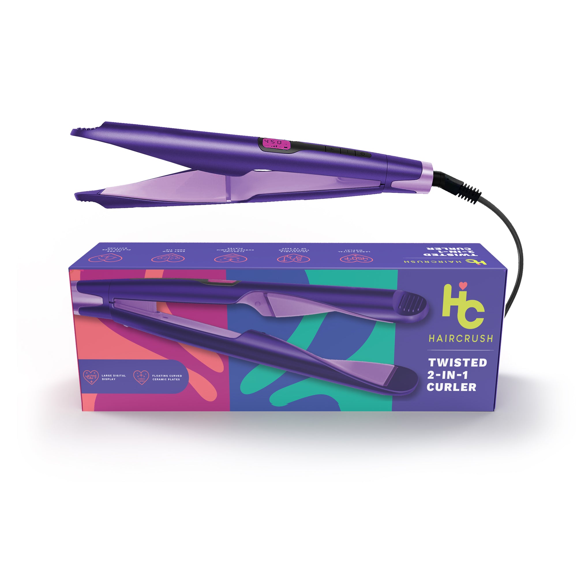 2 in 1 Twist Digital Curler Straightener Purple Hair Crush